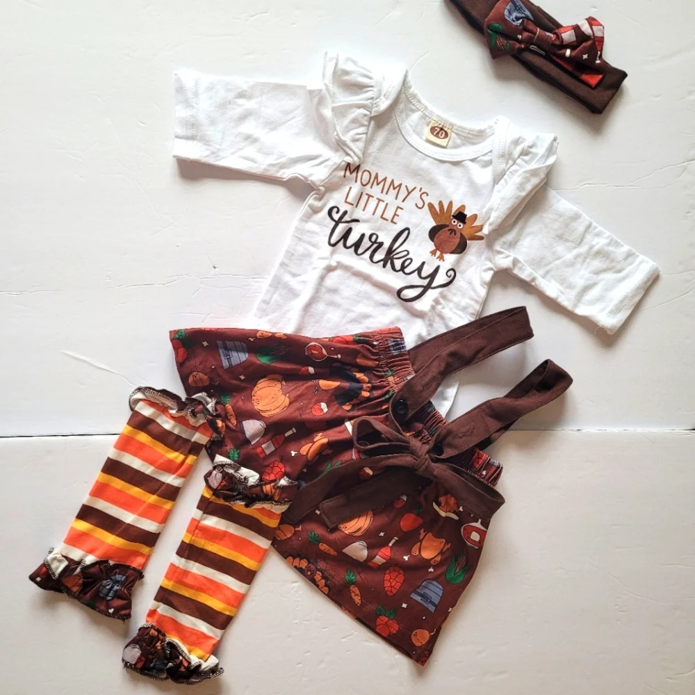 Baby Thanksgiving Outfit Bodysuit Tutu Skirt Size 0-3 Months